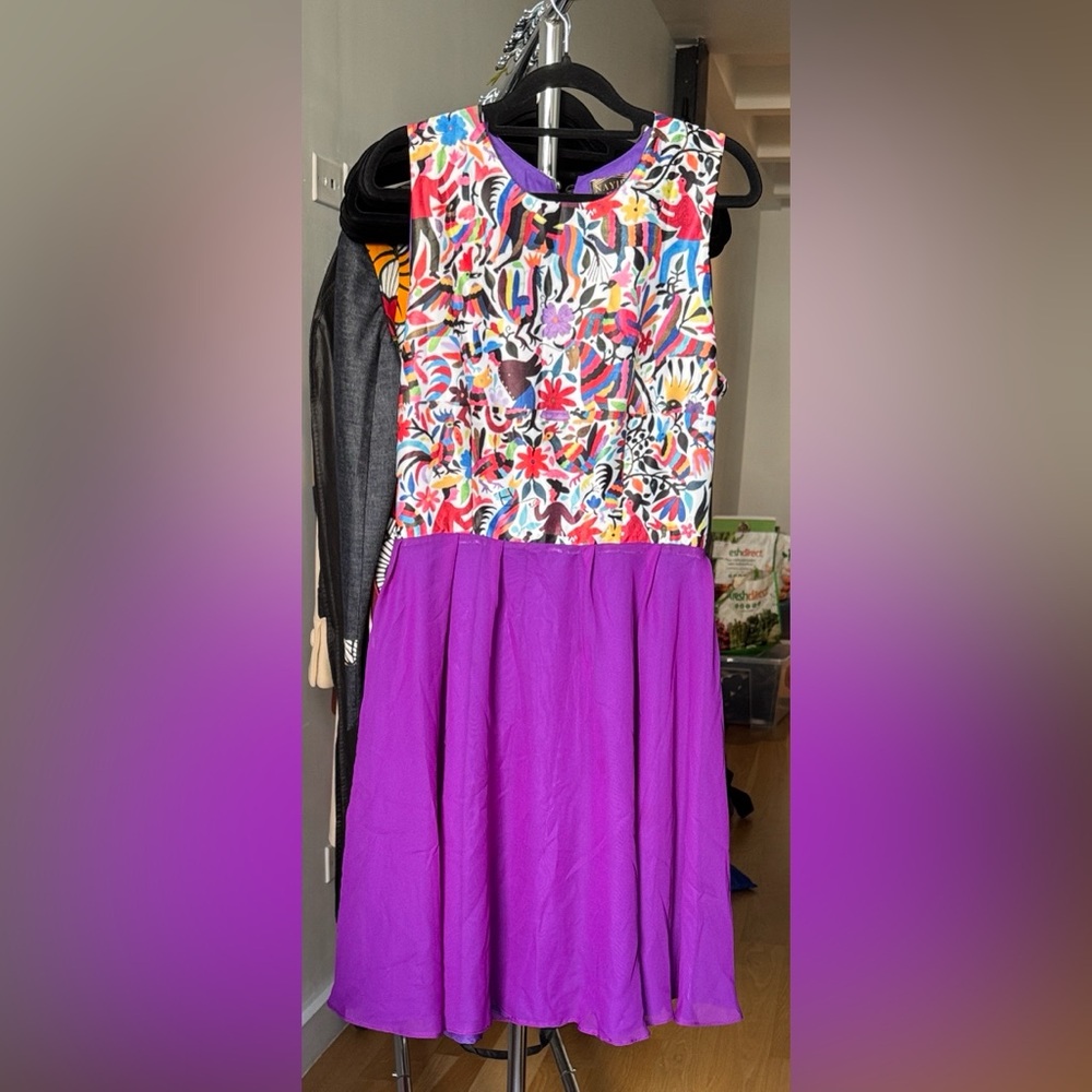 Colorful Abstract Print Midi Dress